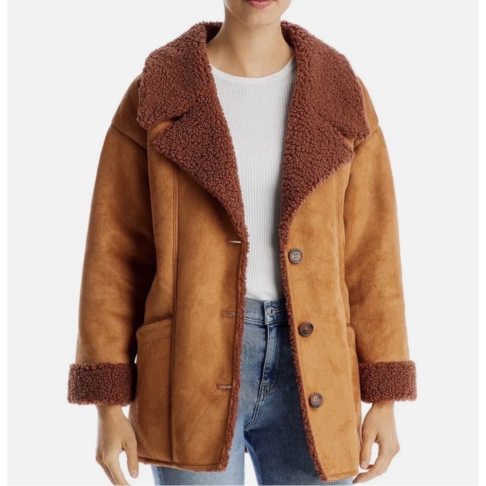 Free People Diogo Faux Fur Trim Coat